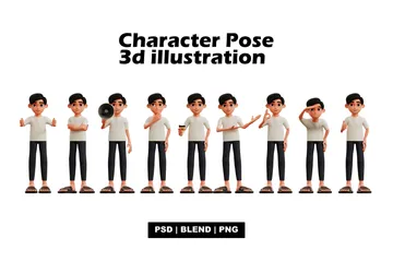 Pose do personagem Pacote de Illustration 3D