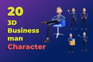 Pose de personagem de empresário Pacote de Illustration 3D