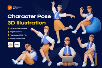 Pose de personaje femenino Paquete de Illustration 3D