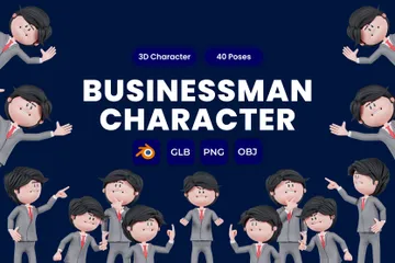 Pose de personaje empresarial Paquete de Illustration 3D