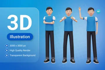 Pose masculine décontractée Pack 3D Illustration