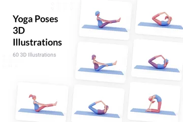 Posturas de ioga Pacote de Illustration 3D