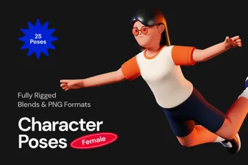 Poses de personajes femeninos Paquete de Illustration 3D