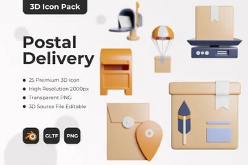 Postal Delivery 3D Icon Pack