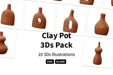 Pot en terre cuite Pack 3D Icon