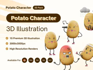 Potato Character 3D Icon Pack