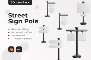 Poteau de plaque de rue Pack 3D Icon