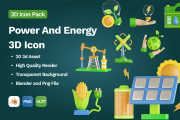 Poder y energía Paquete de Icon 3D
