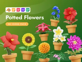 Potted Flowers 3D Icon Pack