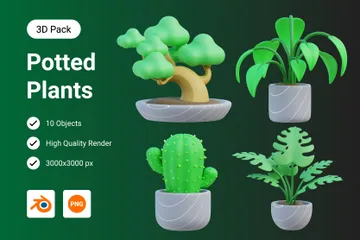 Potted Plant 3D Icon Pack