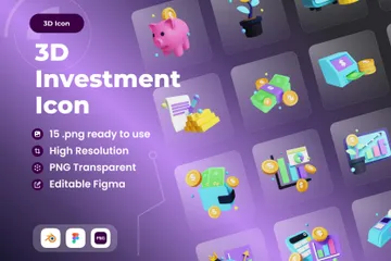 Poupança e investimento Pacote de Icon 3D