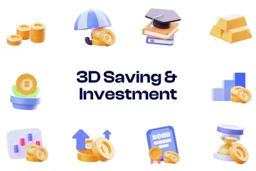 Poupança e Investimento Pacote de Icon 3D