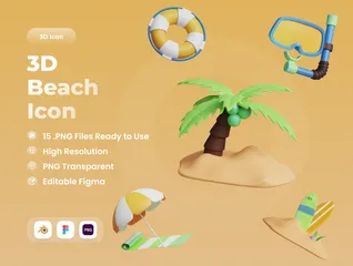 Praia Pacote de Icon 3D