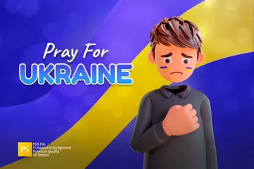 Free Pray For Ukraine 3D Illustration Pack