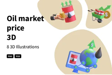 Precio del mercado del petróleo Paquete de Illustration 3D