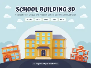 Edifício escolar Pacote de Icon 3D