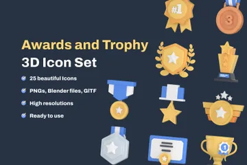 Prêmios e Troféus Pacote de Icon 3D