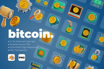 Premium Bitcoin 3D Icon Pack