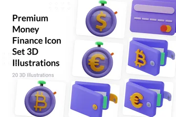 Premium-Geldfinanzierung 3D Illustration Pack