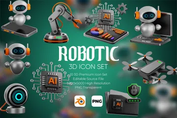 Premium-Robotik 3D Icon Pack