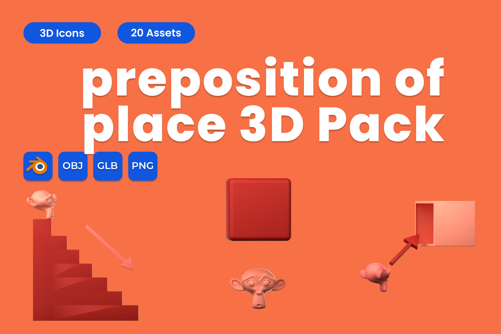 Premium Preposition Of Place 3D Illustration pack from School ...