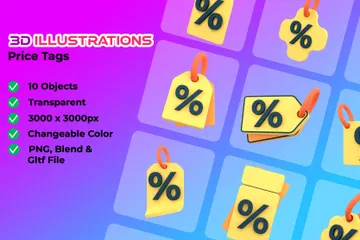 Price Tags 3D Icon Pack