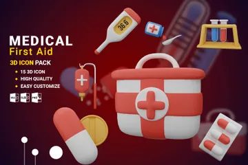 Primeiros Socorros Médicos Pacote de Icon 3D