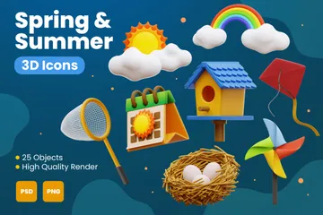 Printemps et été Pack 3D Illustration