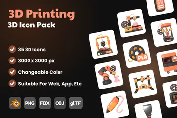 3D Printing 3D Icon Pack