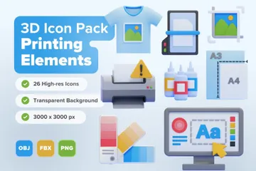 Printing Elements 3D Icon Pack