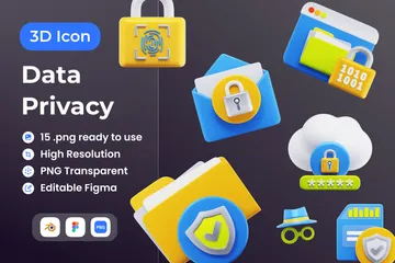Privacidad de datos Paquete de Icon 3D