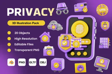 Privacidade 3D Icon Pack