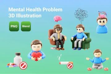 Problema de saúde mental Pacote de Icon 3D