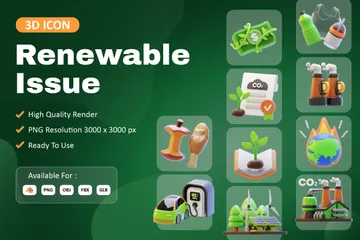 La question des énergies renouvelables Pack 3D Icon