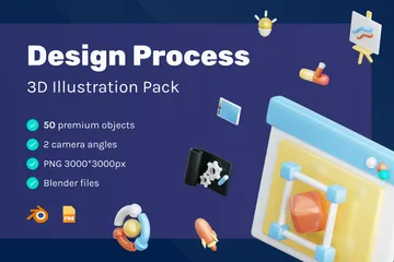 Proceso de diseño Paquete de Illustration 3D