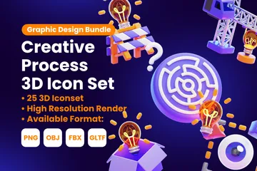 Processo criativo Pacote de Icon 3D