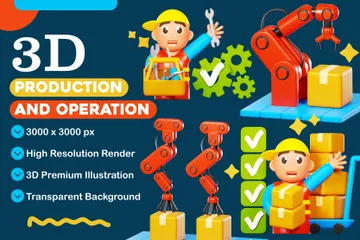 Production et opérations Pack 3D Icon