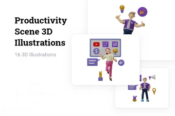 Productivity Scene 3D Illustration Pack