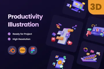 Produktivität 3D Illustration Pack