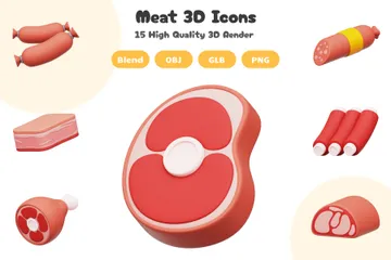 Produto de carne Pacote de Icon 3D