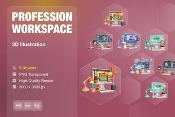 Profession Workspace 3D Illustration Pack
