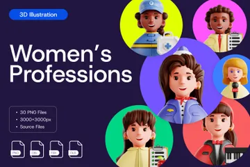 Les métiers des femmes Pack 3D Icon