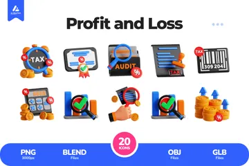 Profit And Loss 3D Icon Pack