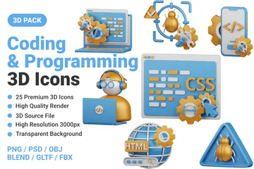 Programmierung und Codierung 3D Icon Pack