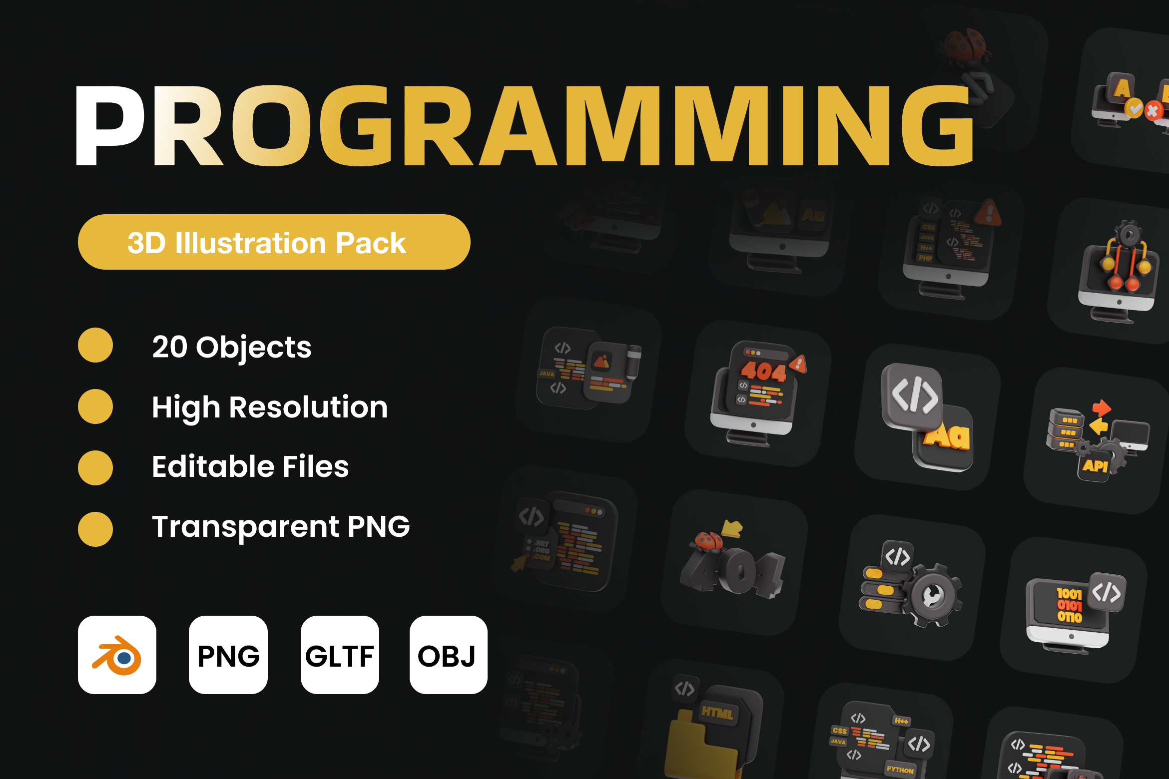 Programming 3D Icon Pack - 20 Free Download Design & Development 3D ...