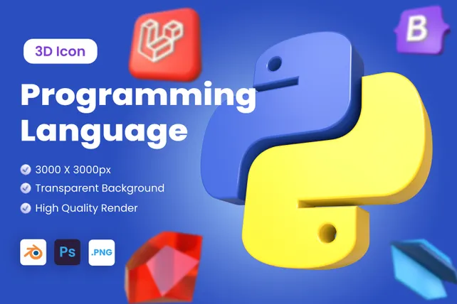 Free Programming Language Logo 3D Illustration pack from Logos 3D ...
