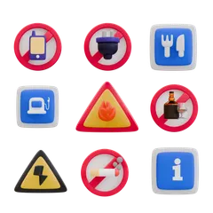 Prohibition Sign 3D Icon Pack