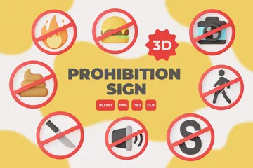 Prohibition Sign 3D Icon Pack