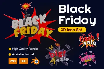 Promoção de sexta-feira negra Pacote de Icon 3D