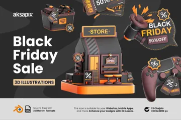 Promoção de sexta-feira negra Pacote de Icon 3D